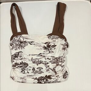 Free People Brown and Cream Camisole